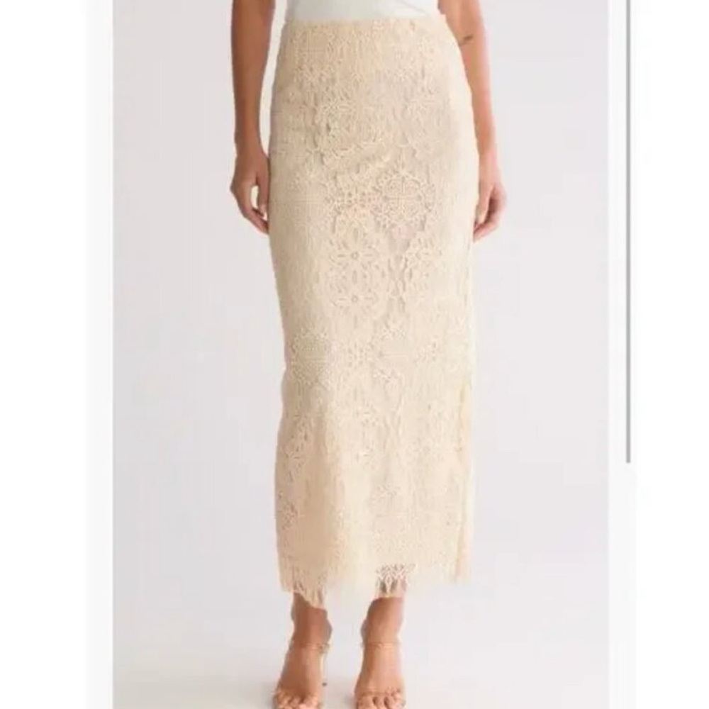 Parker Beige Lace Midi Skirt